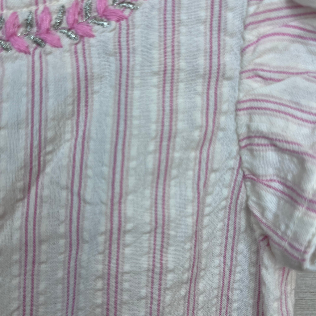 VESTIDO BABY WHITE AND PINK LINES T.6 MESES