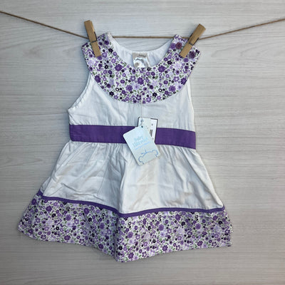 VESTIDO BABY FLOWERS AND PURPLE LINES T.6 MESES
