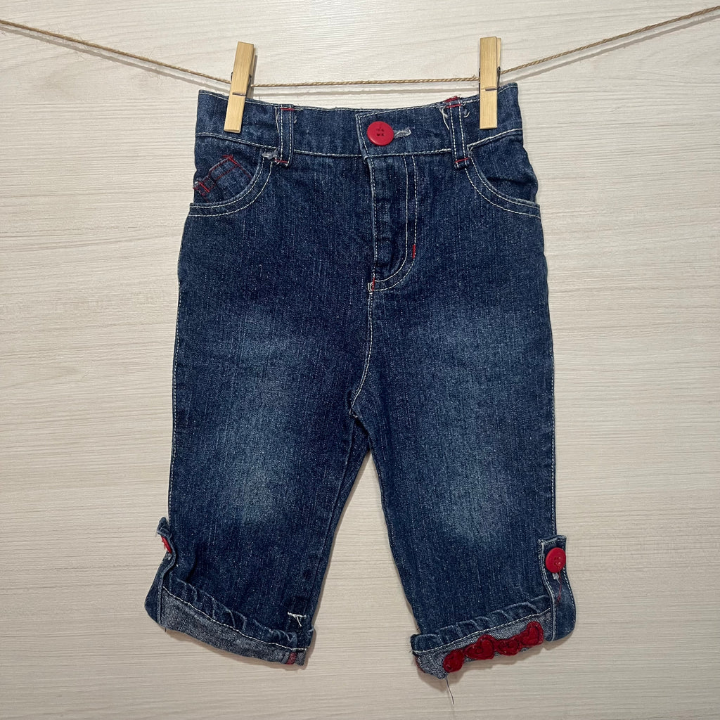 JEANS BABY RED BUTTONS T.18 MESES