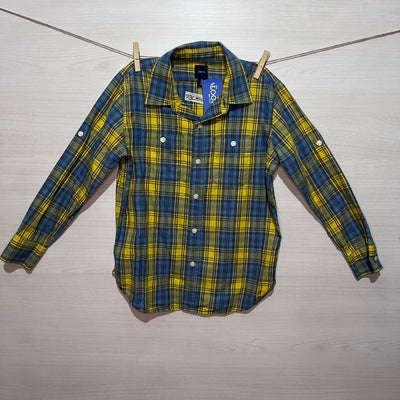 CAMISA KIDS GAP CUADRILLE BLUE AND YELLOW T.8 AÑOS